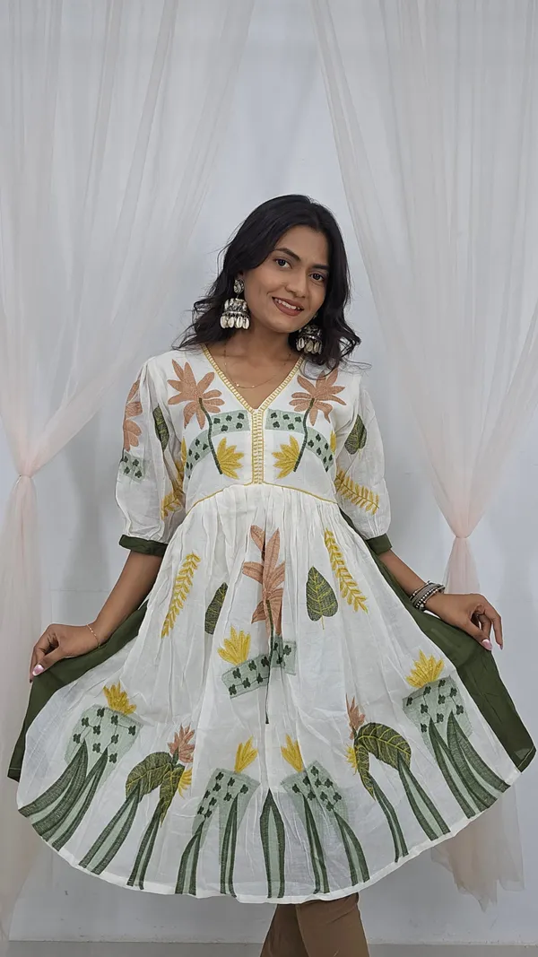 Ivory_Floral_Embroidered_Tunic_With_Olive_Green_Detailing