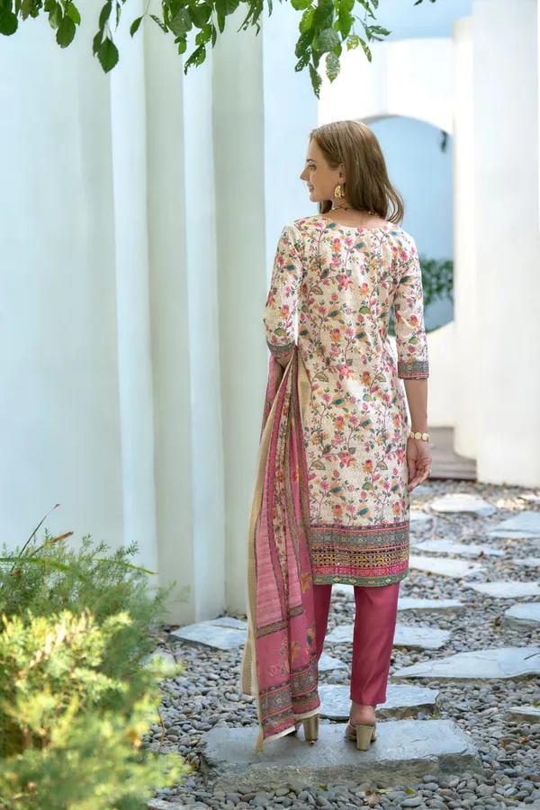 White_&_Pink_Summer_Kurti_Set_With_Light_Butti_Organza_Charm_For_Women