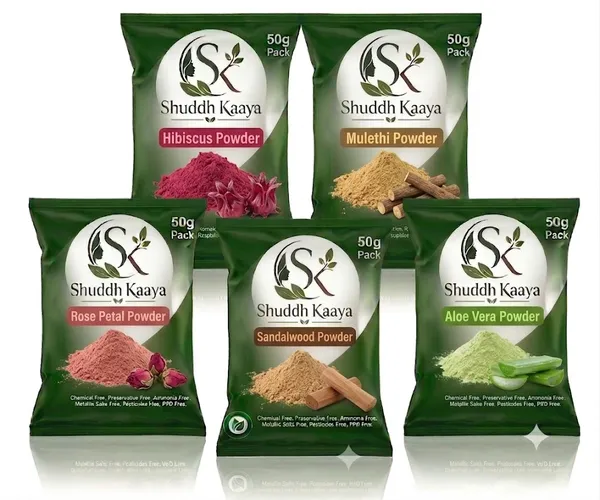 Shuddh_Kaaya_Hibiscus_Mulethi_Rose_Sandalwood_Aloe_Vera_Powder_Set_Pack_Of_5