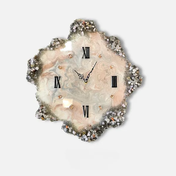Pink_Wood_&_Resin_Premium_Agate_Marble_Pattern_Luxury_Crystal_Abstract_Epoxy_Wall_Clock_For_Home_Decor