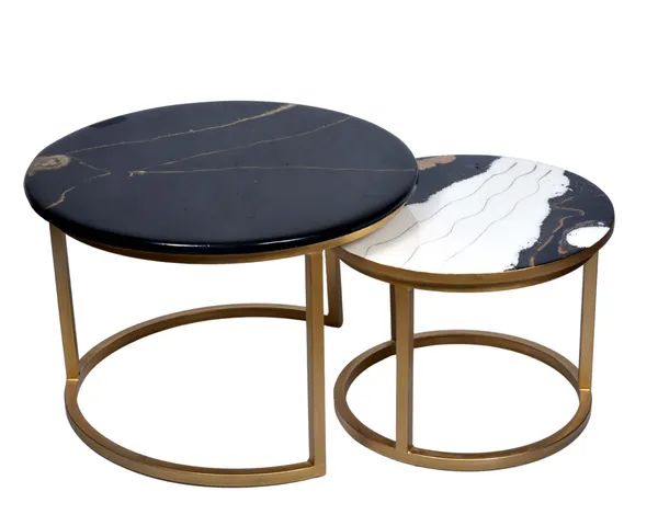 Multicolor_Wood_&_Resin_Table_Set_Of_2_Waterproof