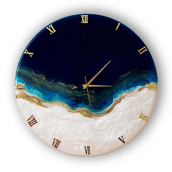 Royal_Blue_Wood_&_Resin_Silent_Clock_30Cm_For_Decoration