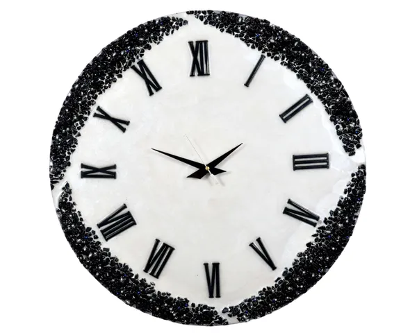 Multicolor_Wood_&_Resin_Epoxy_Handmade_Wall_Clock_With_White_Coated_Glittered_Crystals_And_Small_Pieces_Of_Glass_High_Quality_Glorious_Piece