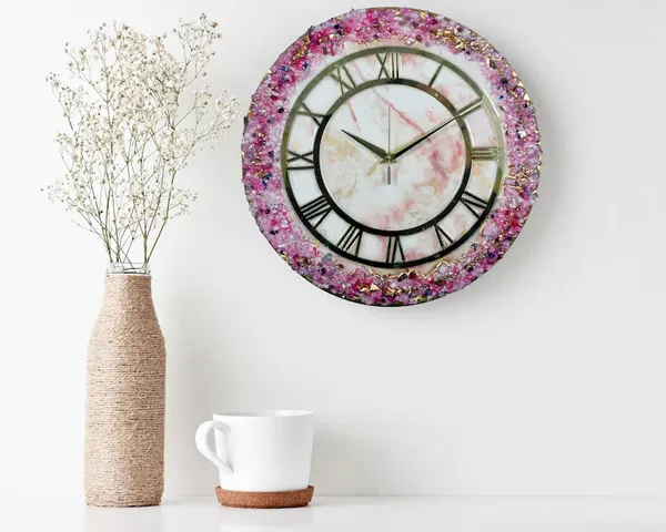 Pink_Crystal_Abstract_Epoxy_Wall_Clock_For_Home_Decor