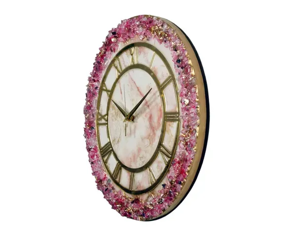 Pink_Crystal_Abstract_Epoxy_Wall_Clock_For_Home_Decor