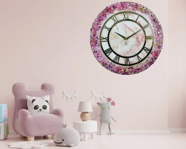Pink_Crystal_Abstract_Epoxy_Wall_Clock_For_Home_Decor