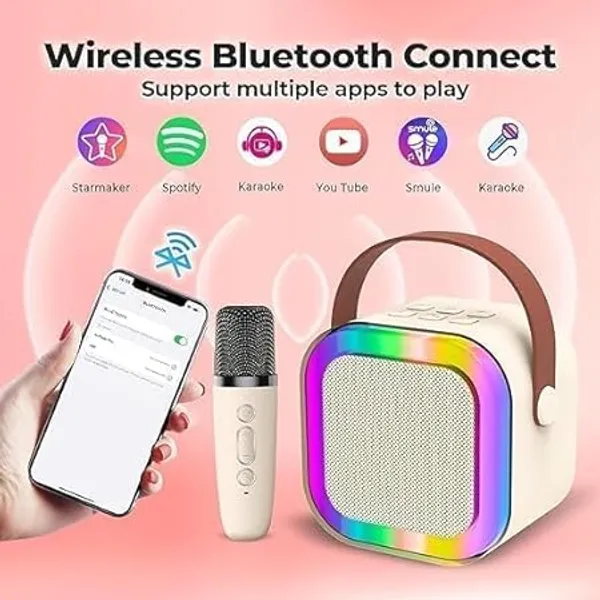 Multicolor_Portable__USB-C-Charging_Kids_Karaoke_Microphone_With_Speaker_|_Wireless_Bluetooth_Speaker_with_RGB_LED_Lighting_|_For_Kids_