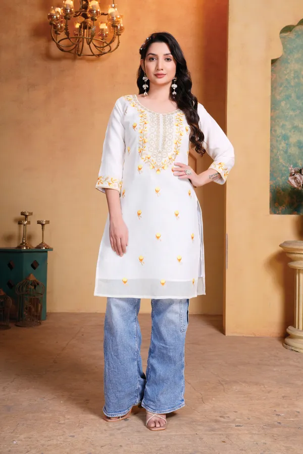 White_Kurta_with_Yellow_Floral_Embroidery