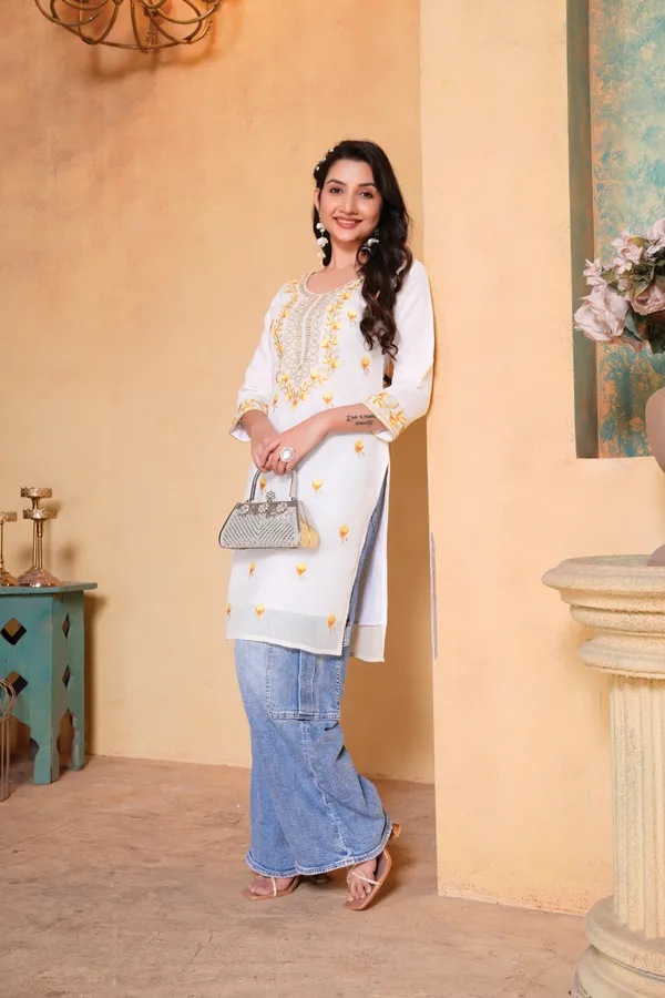 White_Kurta_with_Yellow_Floral_Embroidery