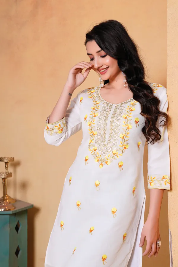 White_Kurta_with_Yellow_Floral_Embroidery