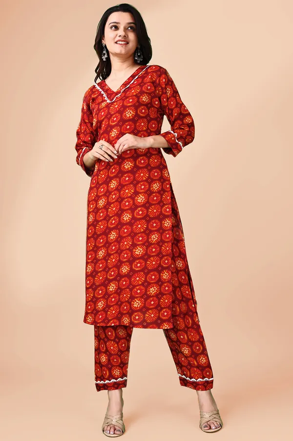 Woman_Red_Gota_Pati_Printed_Kurti_Pant