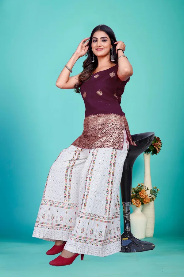 Banarasi_Silk_Deep_Wine_Tunic