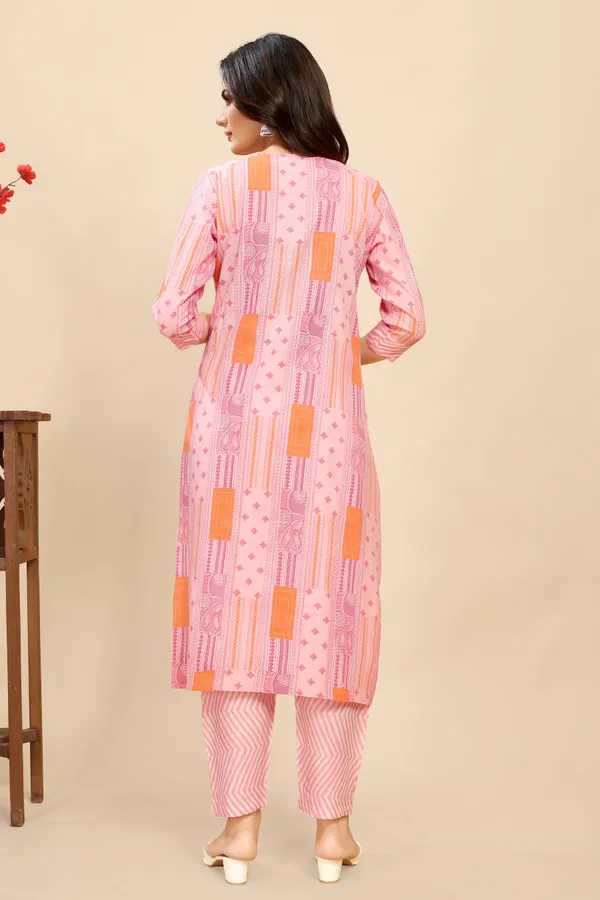 Pink_Cotton_Floral_Block_Printed_Kurti_Pair