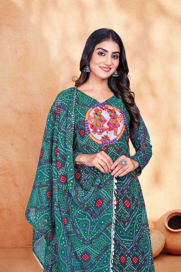 Embroidered_Green_Navratri_Gown_With_Dupatta_Set