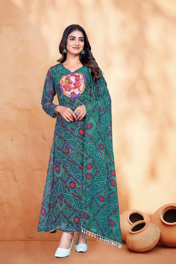 Embroidered_Green_Navratri_Gown_With_Dupatta_Set