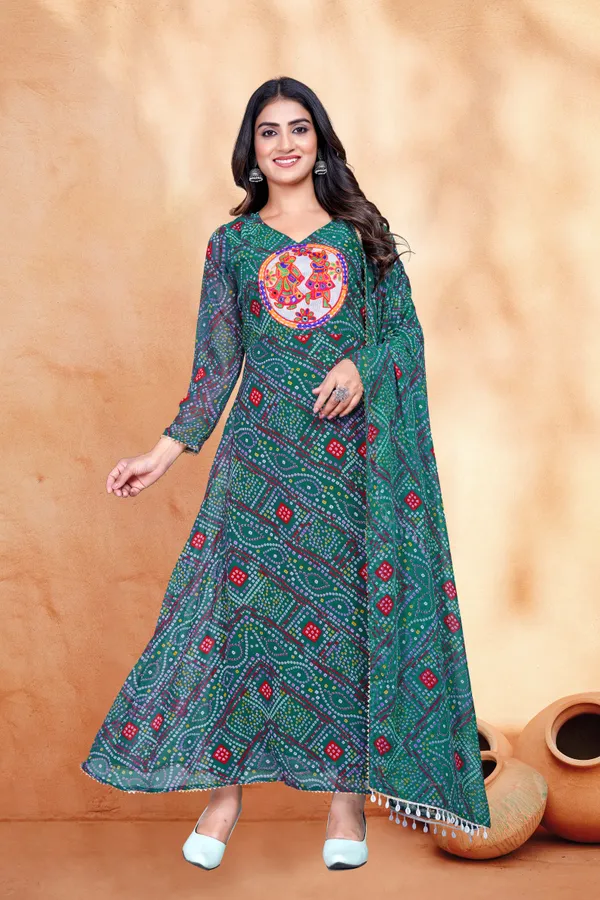 Embroidered_Green_Navratri_Gown_With_Dupatta_Set