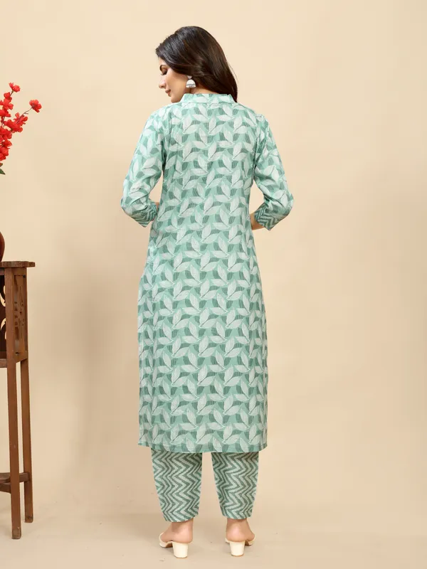 Light_Blue_Pure_Cotton_Leaf_Printed_Kurta_Pant_Set