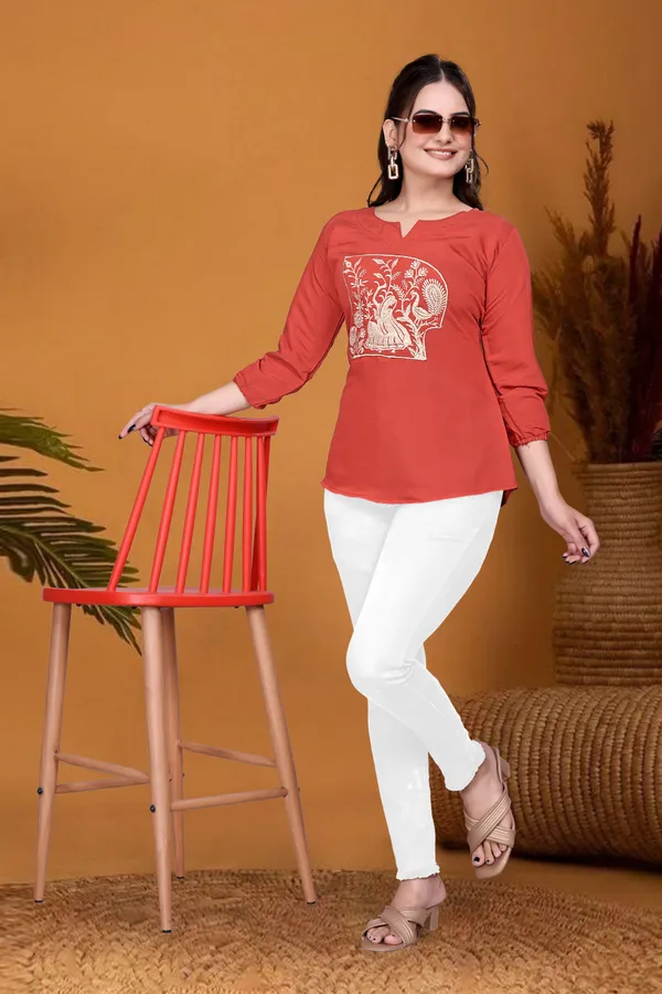 Rust_Orange_Embroiderd_Top_For_Women