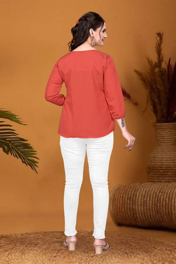 Rust_Orange_Embroiderd_Top_For_Women