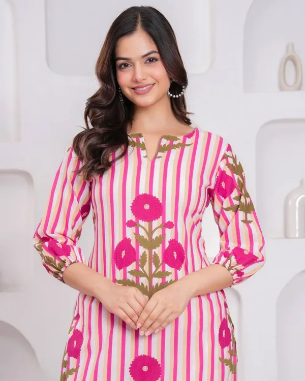 Pink_Floral_Striped_Kurta_Set