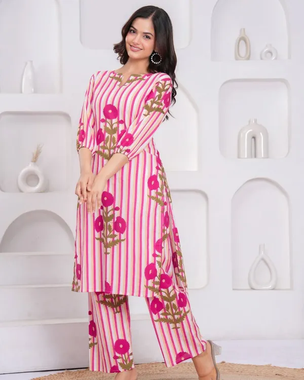 Pink_Floral_Striped_Kurta_Set