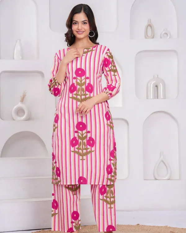 Pink_Floral_Striped_Kurta_Set