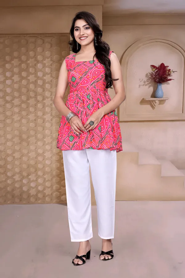 Bandhani_Print_Sleeveless_Tunic
