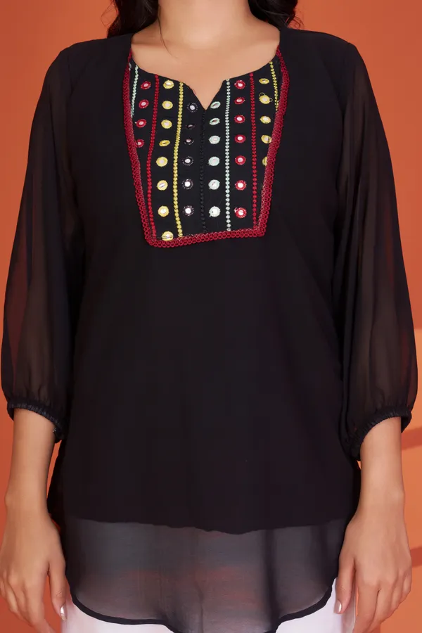 Women's_Black_Georgette_Embroidered_Tunic