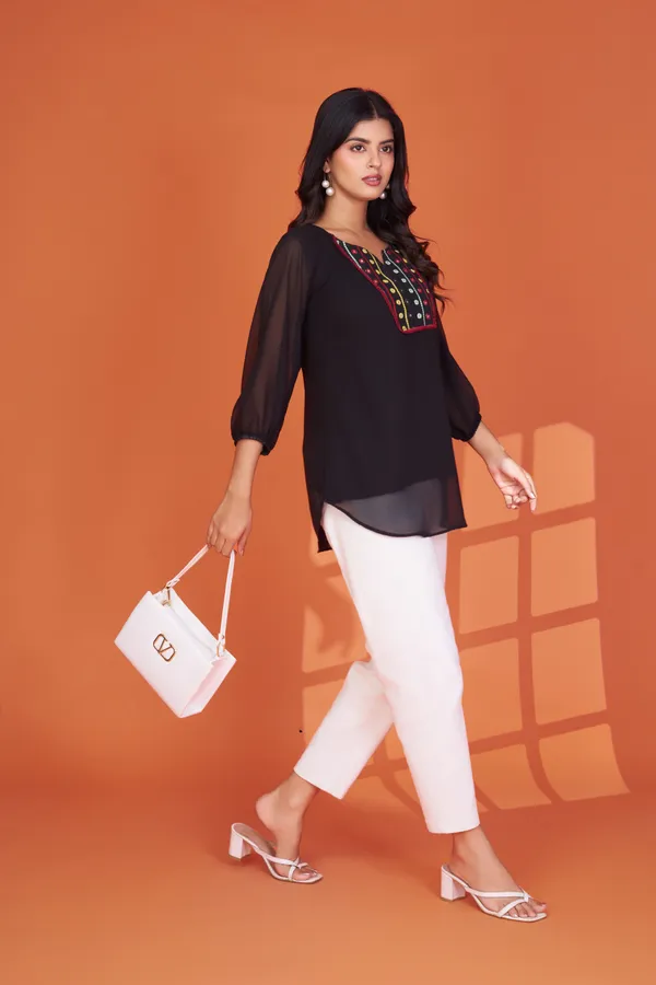 Women's_Black_Georgette_Embroidered_Tunic