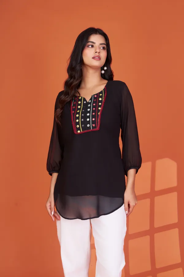 Women's_Black_Georgette_Embroidered_Tunic