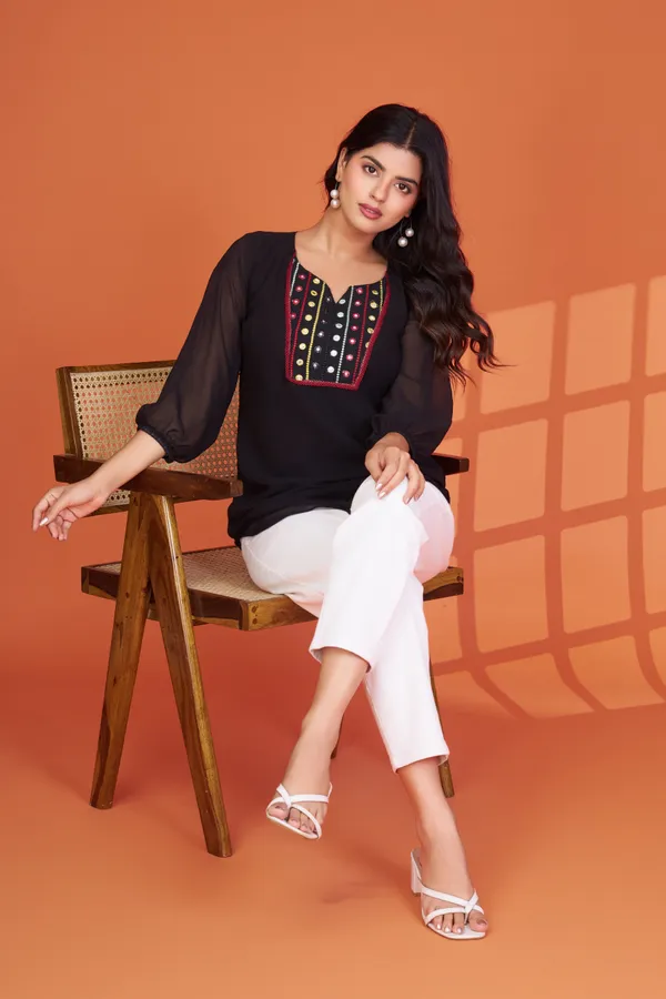 Women's_Black_Georgette_Embroidered_Tunic