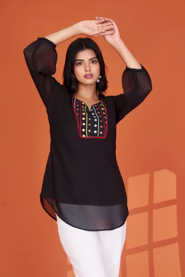 Women's_Black_Georgette_Embroidered_Tunic
