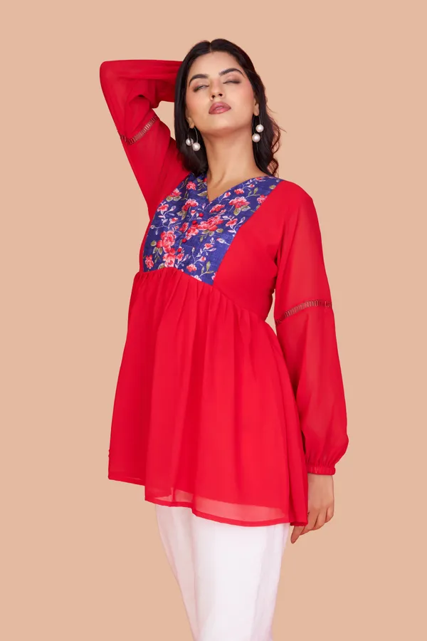 Women's_Red_Georgette_Tunic_with_Floral_Printed_Yoke_and_Flared