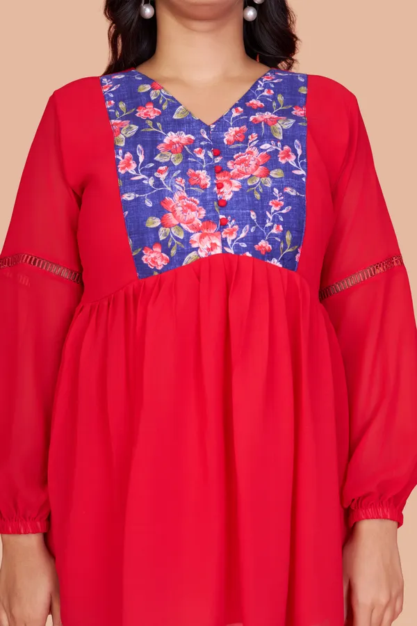 Women's_Red_Georgette_Tunic_with_Floral_Printed_Yoke_and_Flared