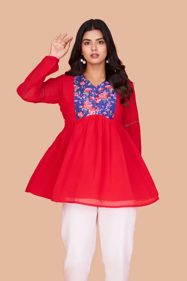 Women's_Red_Georgette_Tunic_with_Floral_Printed_Yoke_and_Flared