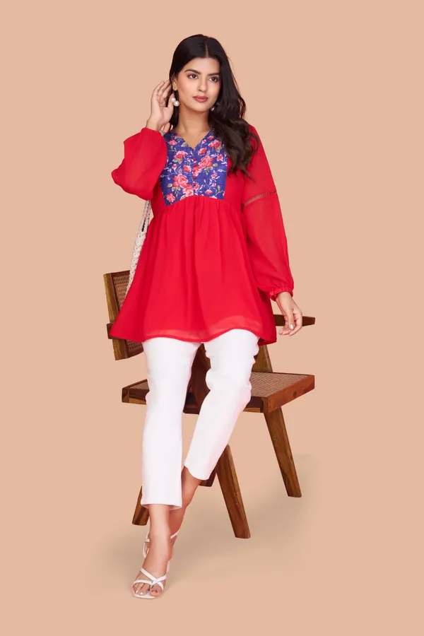 Women's_Red_Georgette_Tunic_with_Floral_Printed_Yoke_and_Flared