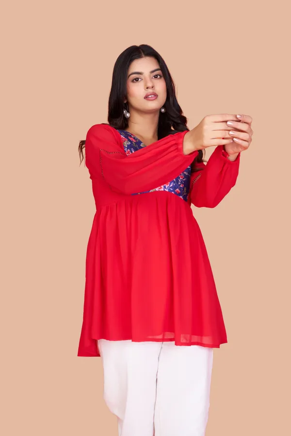 Women's_Red_Georgette_Tunic_with_Floral_Printed_Yoke_and_Flared