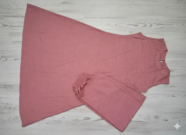 Women’s_Soft_Cotton_Pink_Kurti_&_Palzoo_Set