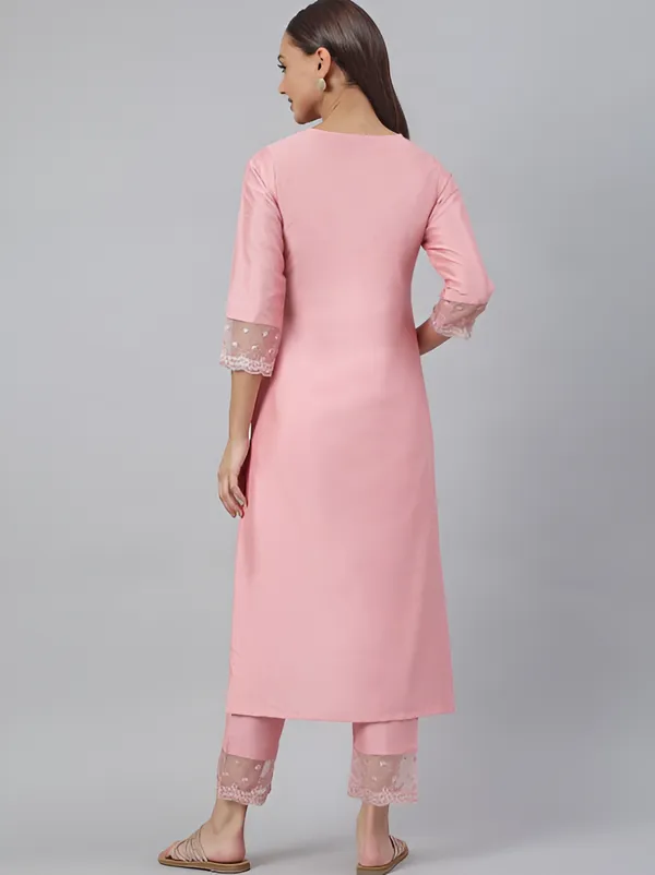 Women_Pink_Roman_Silk_Kurti_With_Trouser
