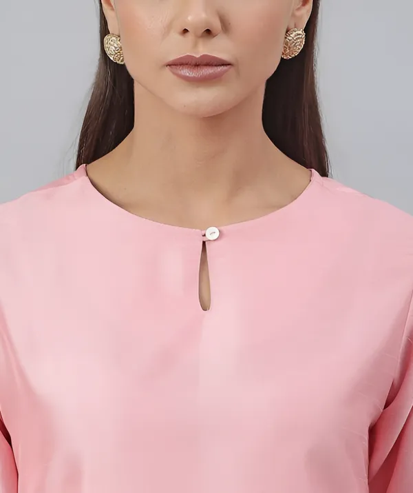 Women_Pink_Roman_Silk_Kurti_With_Trouser