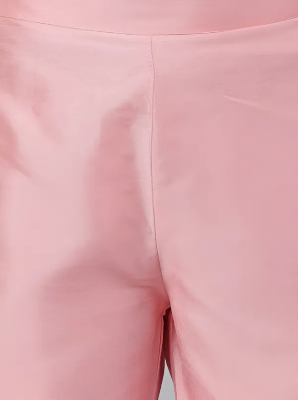 Women_Pink_Roman_Silk_Kurti_With_Trouser