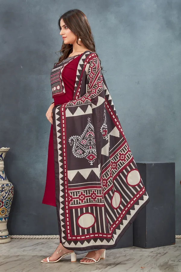 Red_Ajrakh_Kurta_Pant_With_Dupatta_Suit