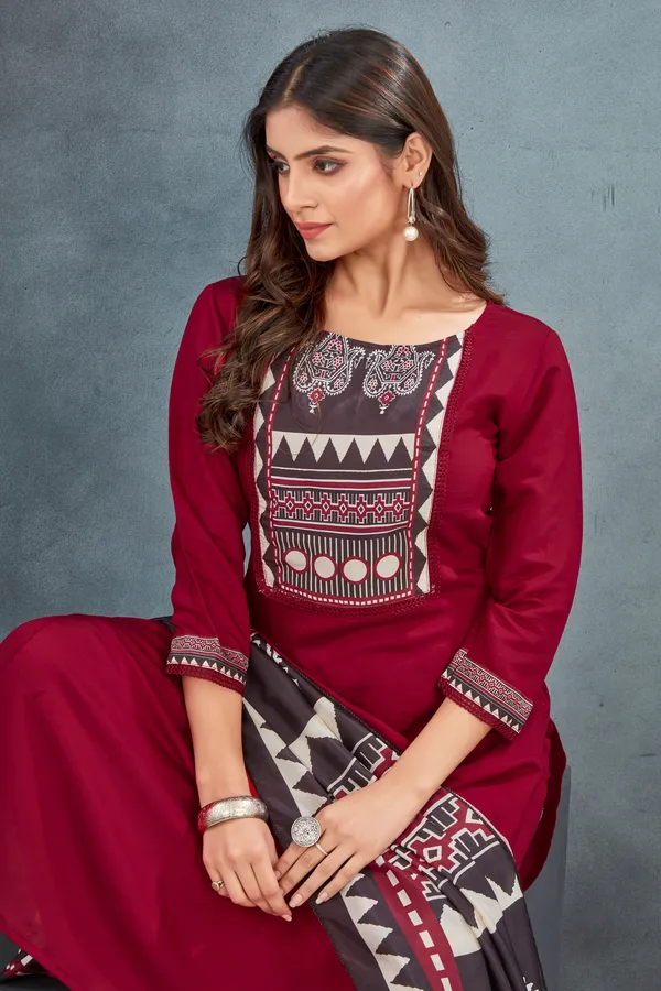 Red_Ajrakh_Kurta_Pant_With_Dupatta_Suit