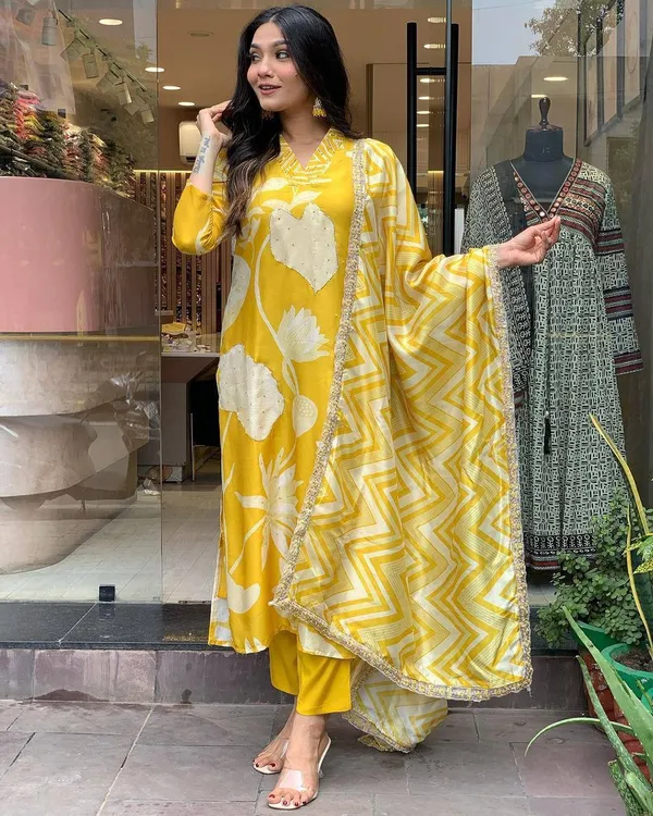 Yellow_Floral_Printed_Chinon_Suit_Set_with_Dupatta