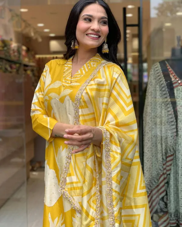 Yellow_Floral_Printed_Chinon_Suit_Set_with_Dupatta