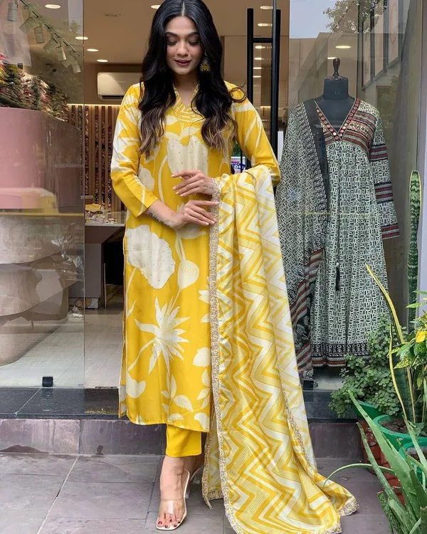 Yellow_Floral_Printed_Chinon_Suit_Set_with_Dupatta