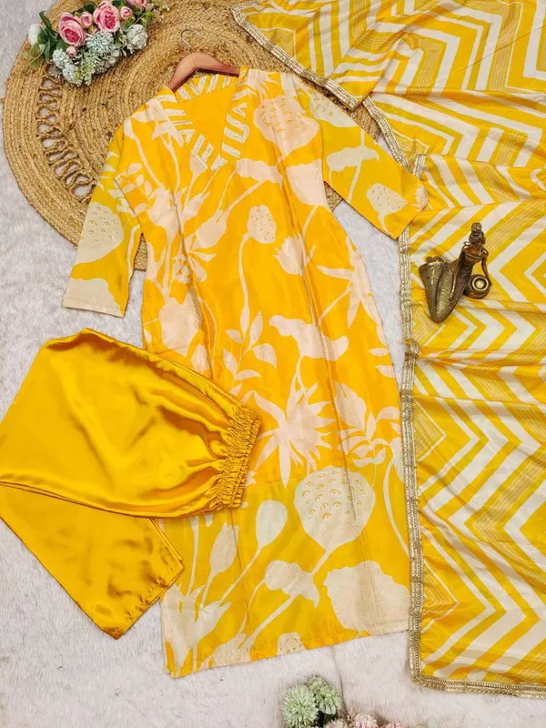 Yellow_Floral_Printed_Chinon_Suit_Set_with_Dupatta
