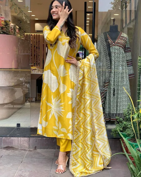 Yellow_Floral_Printed_Chinon_Suit_Set_with_Dupatta