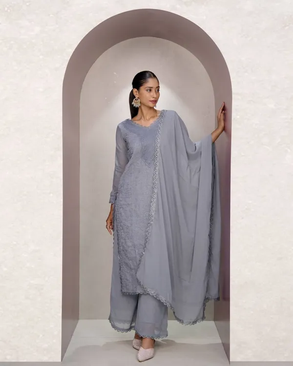 Grey_Embroidered_Kurta_Palazoo_with_Dupatta