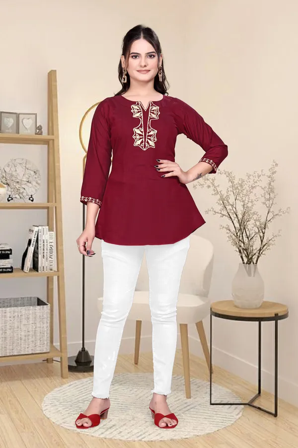 Maroon_Embroidered_Top_for_Women